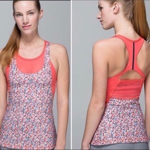 Lululemon never worn mesh floral Coral top